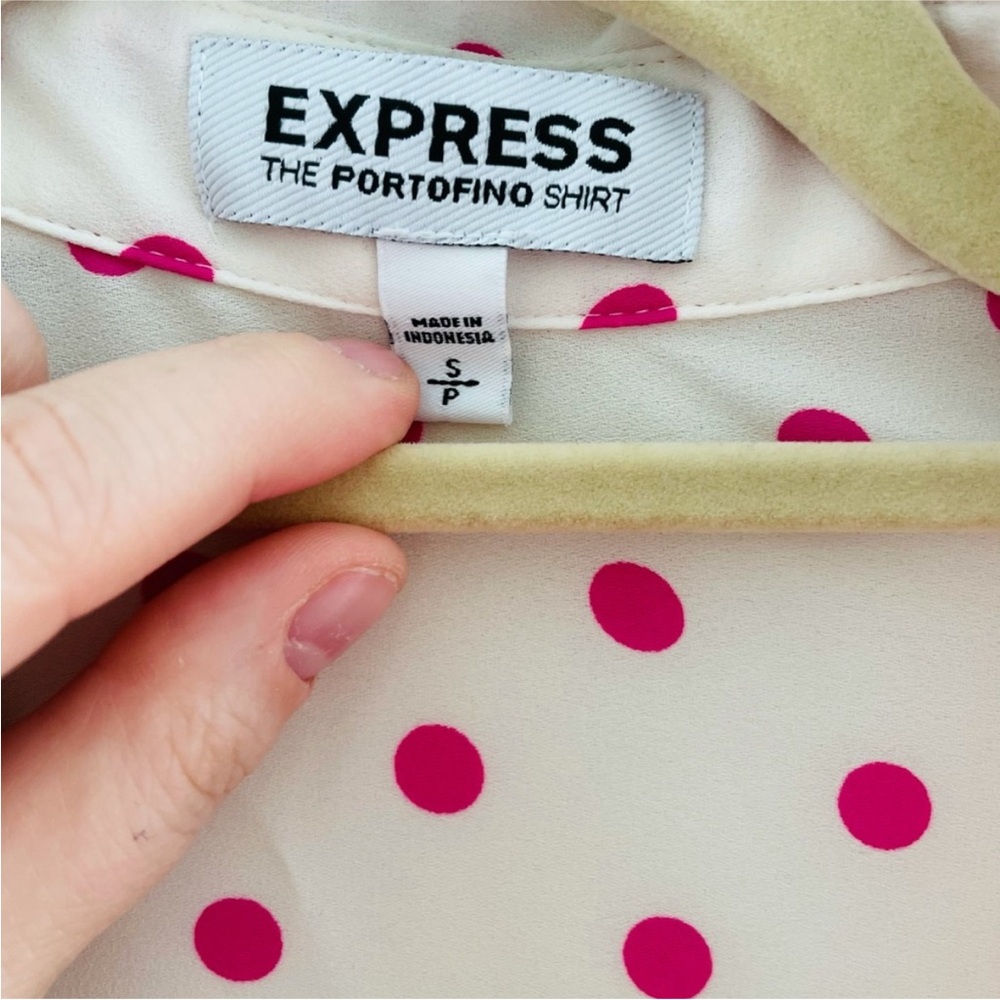 Express Portofino Polka Dot Blouse Button Front S - Picture 6 of 6